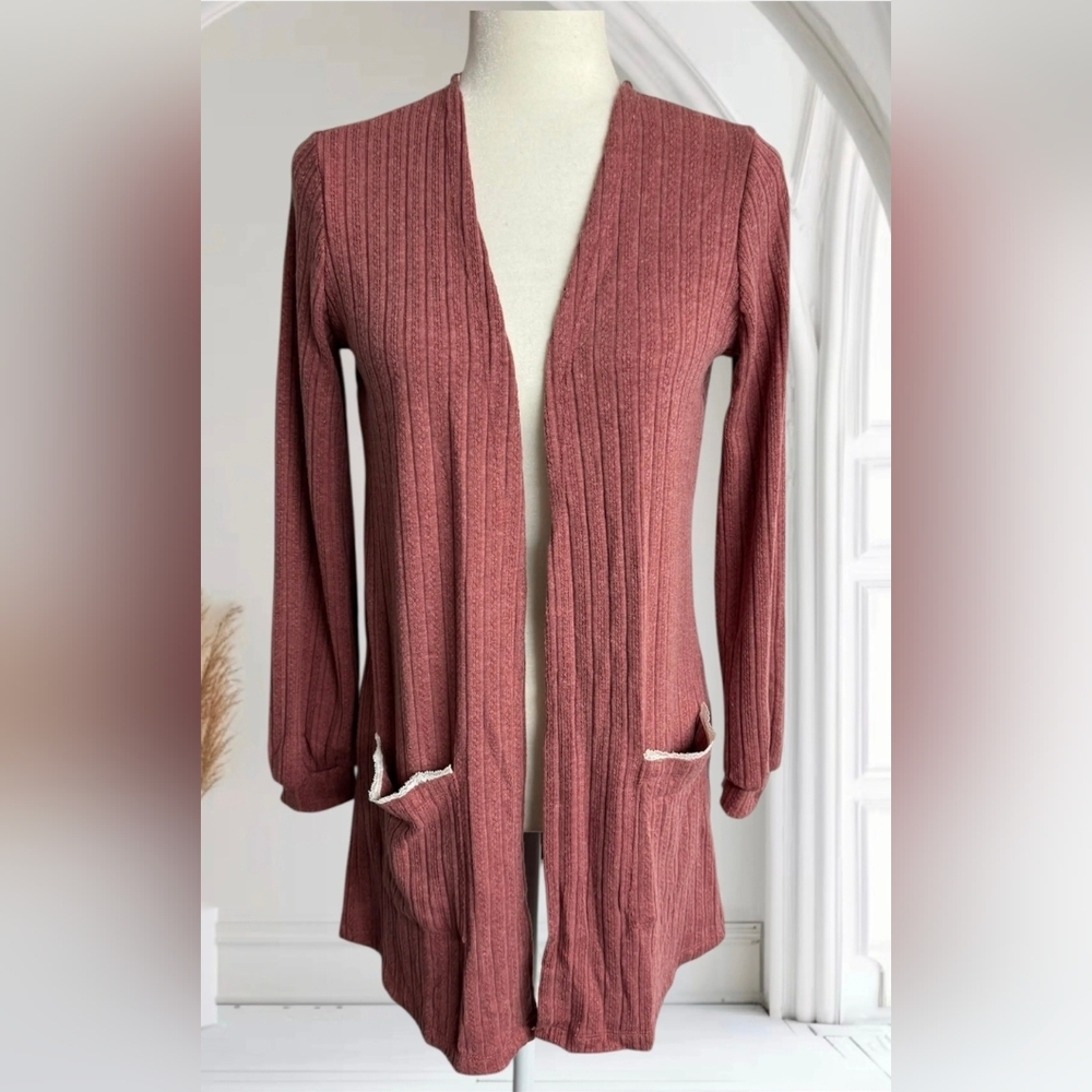 Blu Pepper Cozy Life Open Cardigan Cozy Soft Knit Robe With Pockets Size S
